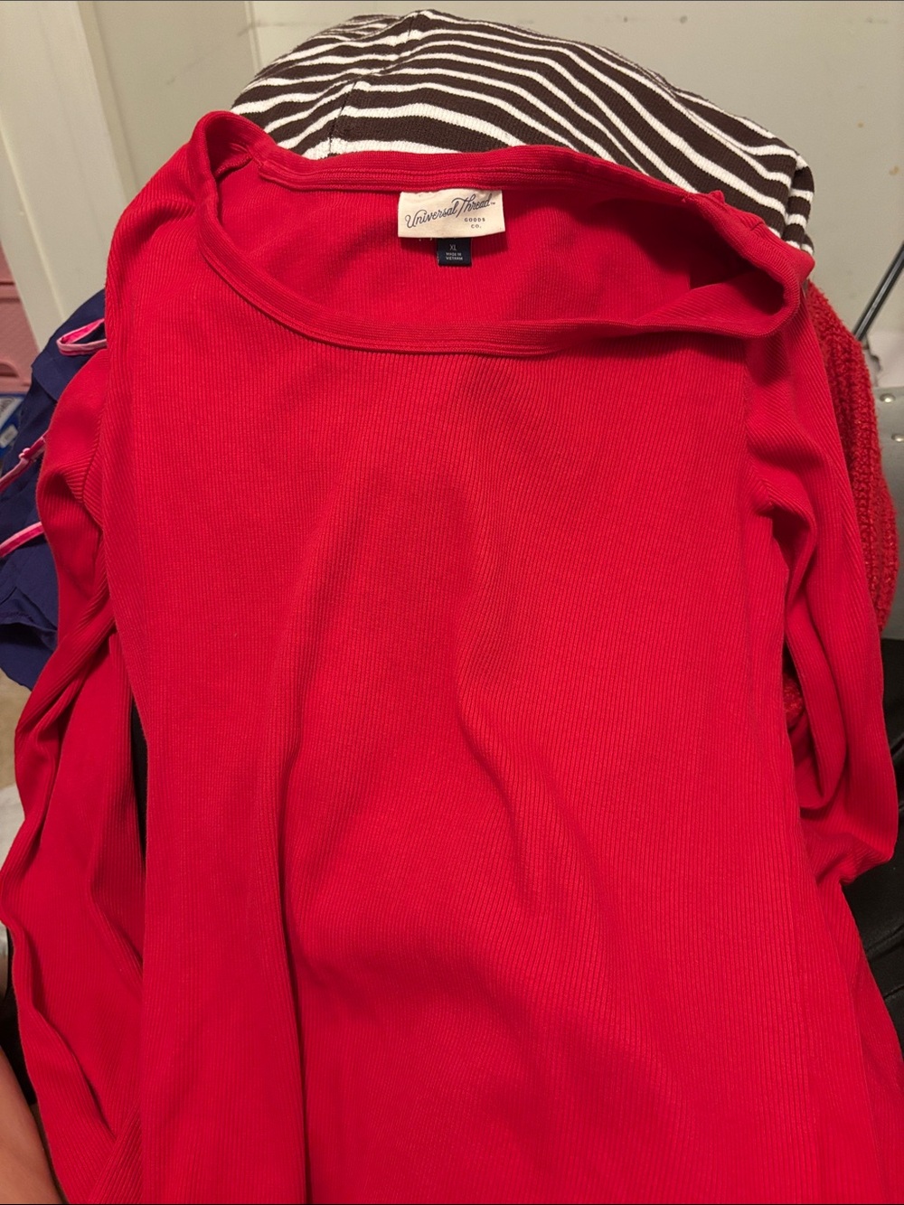 Universal Thread Red Long Sleeve Ribbed Tee - Picture 2 of 2
